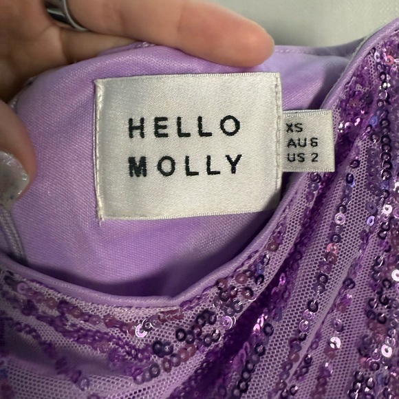 Hello Molly Stars Shining Bright Lavender Purple Sequin Strapless Mini Dress XS - Picture 8 of 14